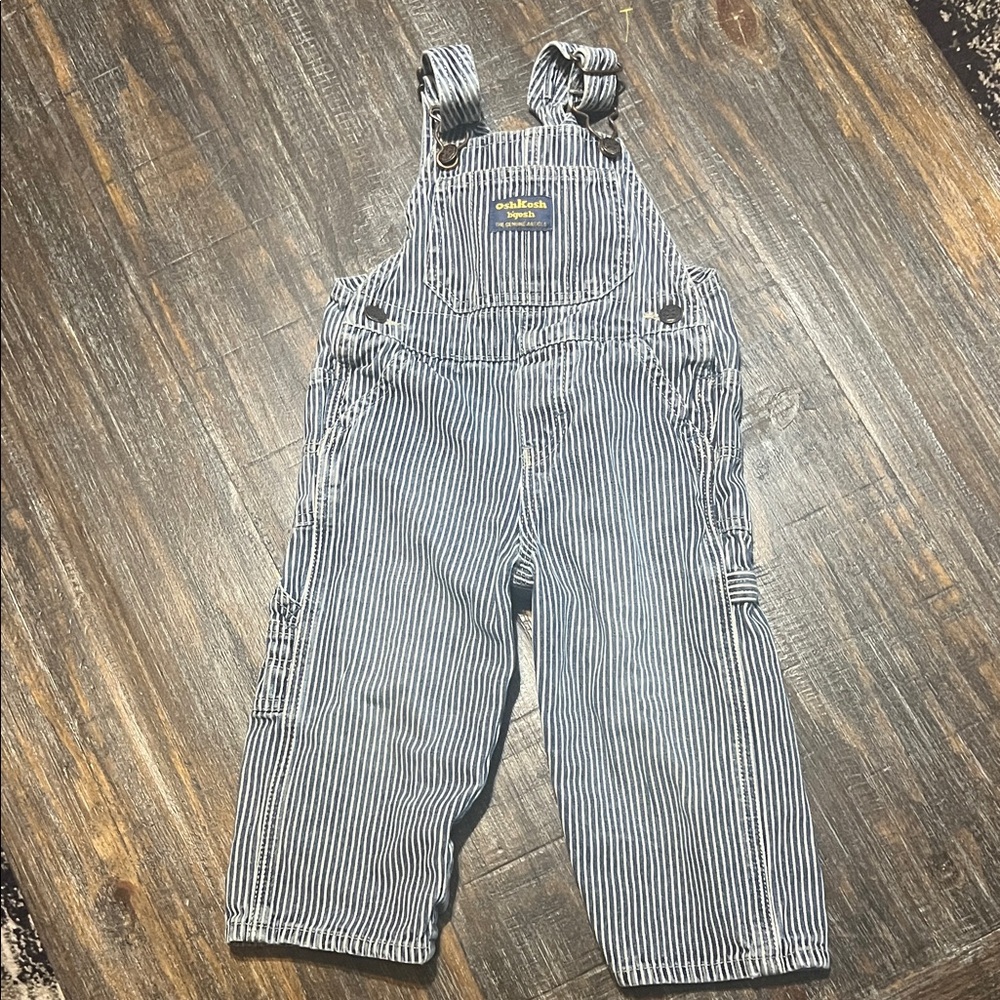 OshKosh B'gosh Navy and White Striped Overalls